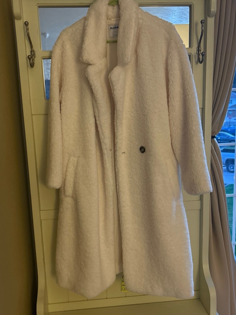 Old Navy Cream Teddy Coat with Notch Collar